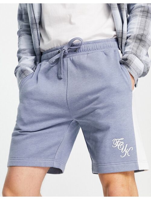 French Connection FCUK script logo shorts in light blue