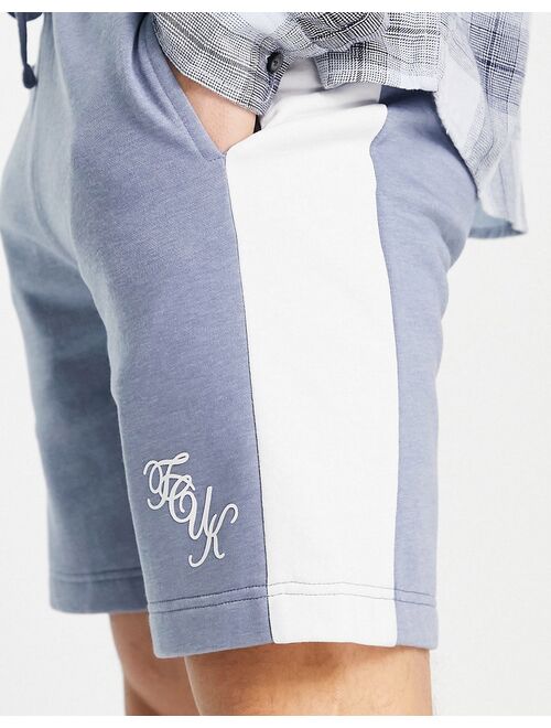 French Connection FCUK script logo shorts in light blue