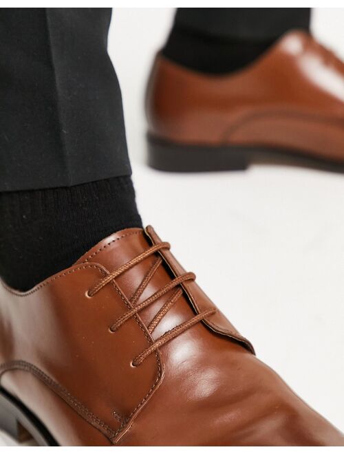 French Connection leather formal derby shoes in tan