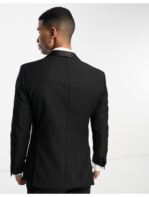 French Connection suit jacket in black with contrasting lapels