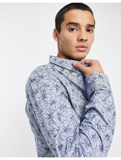 French Connection flower shirt in navy