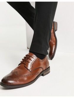 leather formal brogue shoes in tan