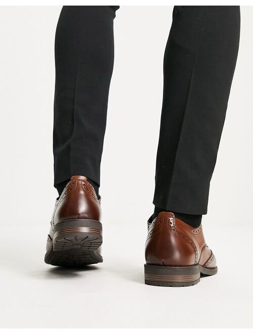French Connection leather formal brogue shoes in tan