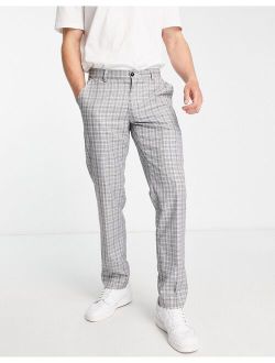regular fit pants in light gray check