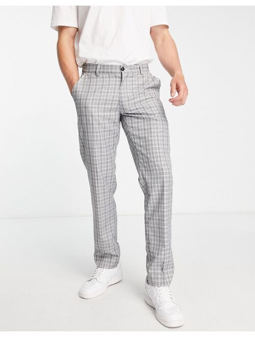 French Connection regular fit pants in light gray check