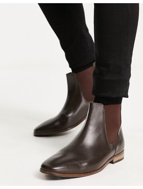 French Connection leather Chelsea boots in brown
