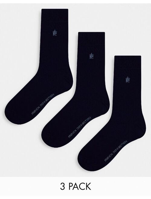 French Connection 3 pack socks in navy
