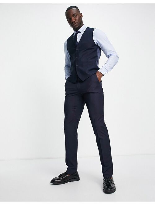 French Connection Tall slim fit dinner suit vest in navy