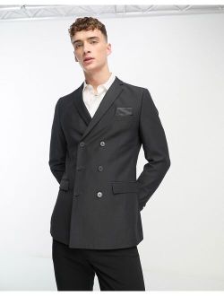 double breasted suit jacket in charcoal
