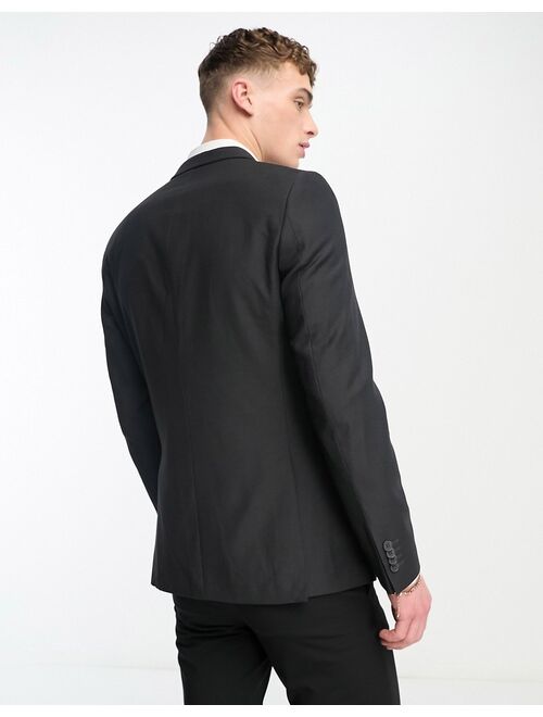 French Connection double breasted suit jacket in charcoal