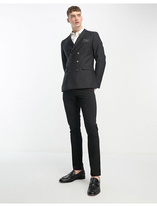 French Connection double breasted suit jacket in charcoal