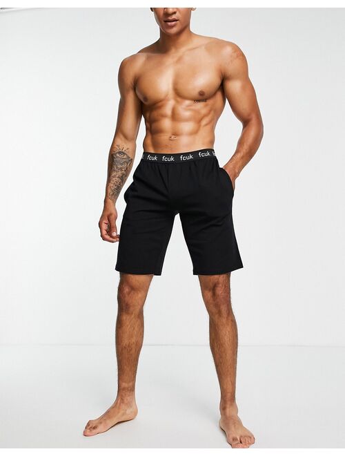 French Connection lounge shorts in black