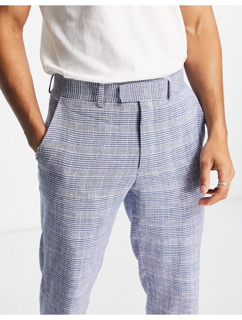 French Connection linen checked suit pants in gray