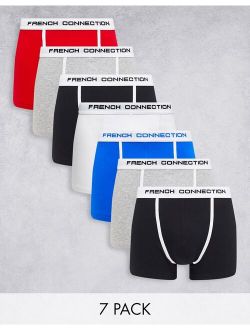 7 pack boxers in black white blue red and gray