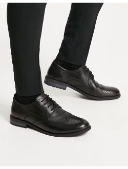 leather formal brogue shoes in black