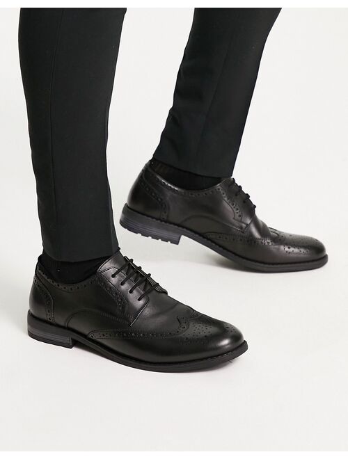 French Connection leather formal brogue shoes in black