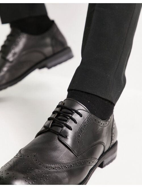 French Connection leather formal brogue shoes in black