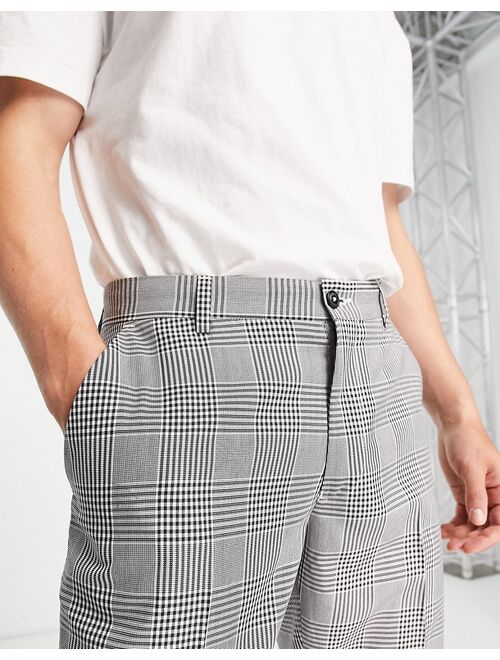 French Connection regular fit pants in gray check