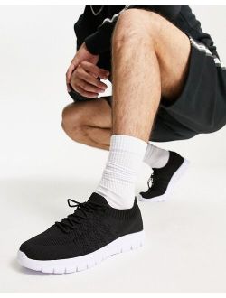 sock knit sneakers in black