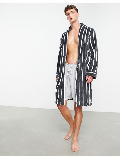 French Connection robe in light gray stripe