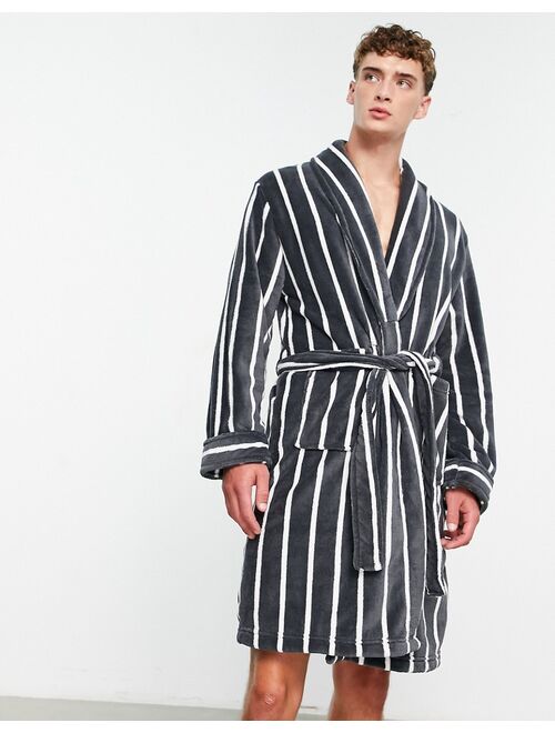 French Connection robe in light gray stripe