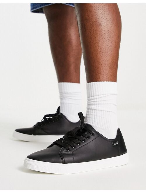 French Connection faux leather lace up canvas sneakers in black
