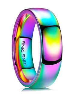 King Ring 6mm Multicolor Ring Spectacular Super Polished Ring, Stainless Steel Ring, Rainbow Ring, Men Rings and Rings for Women