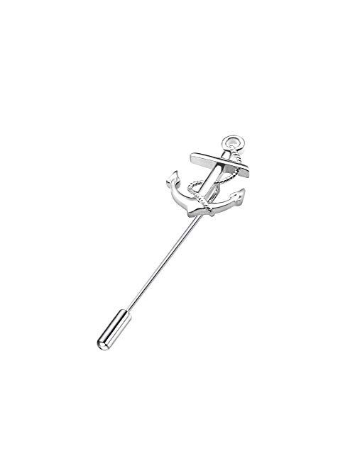 Rhungift 4Pcs Set Rose Anchor Pegasus AirPlane Lapel Stick Pins for Men's Suit Metal Boutonniere Brooch Gifts