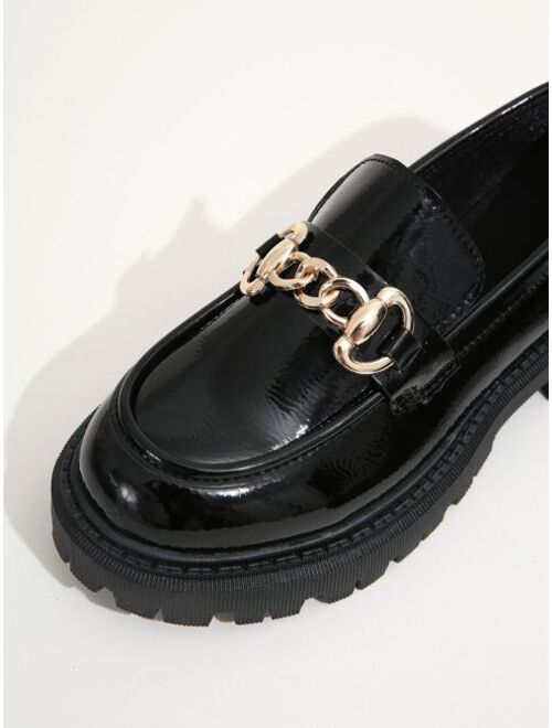 Shein Women Chain Decor Flatform Slip On Loafers