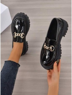 Chain Decor Flatform Loafers For Women
