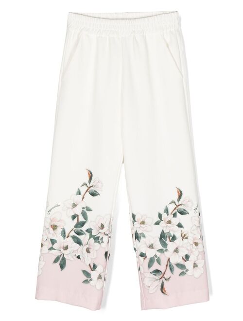 Monnalisa floral-print straight-leg trousers