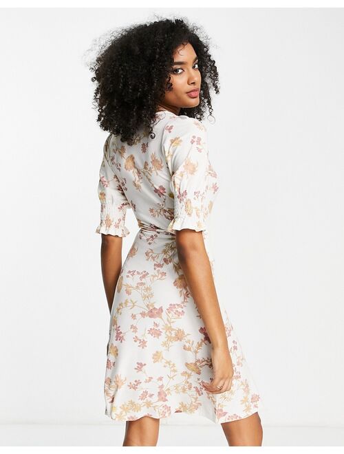 French Connection mini tie dress in summer floral print