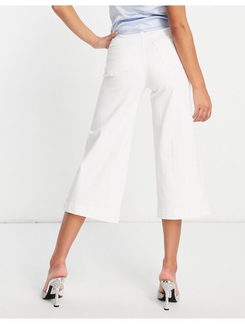 French Connection denim culottes in summer white - WHITE