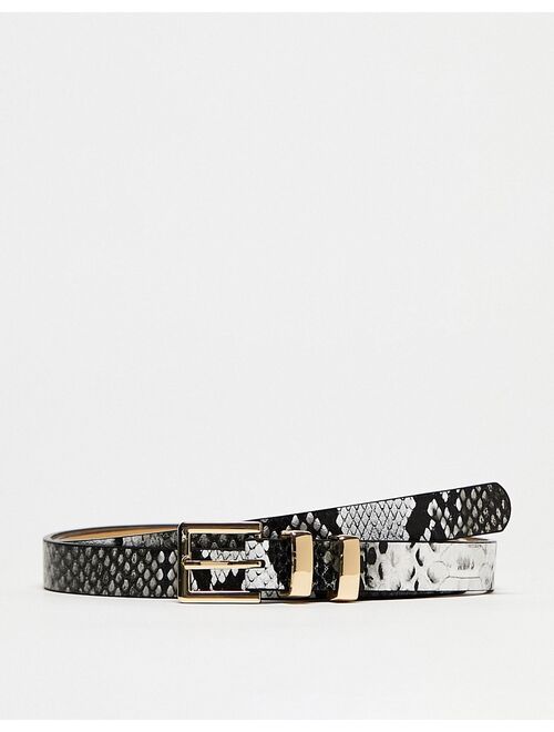 French Connection double keeper belt in snake print