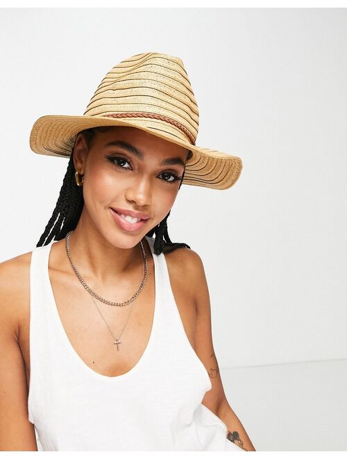 French Connection straw trilby sun hat in natural