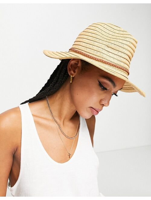French Connection straw trilby sun hat in natural