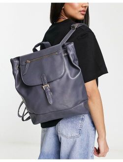 zip top backpack in gray