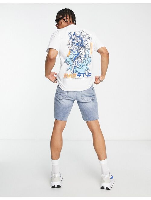 Pull&Bear t-shirt with japanese tiger back print in white