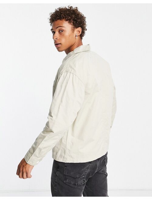 Pull&Bear overshirt in relaxed fit in ecru
