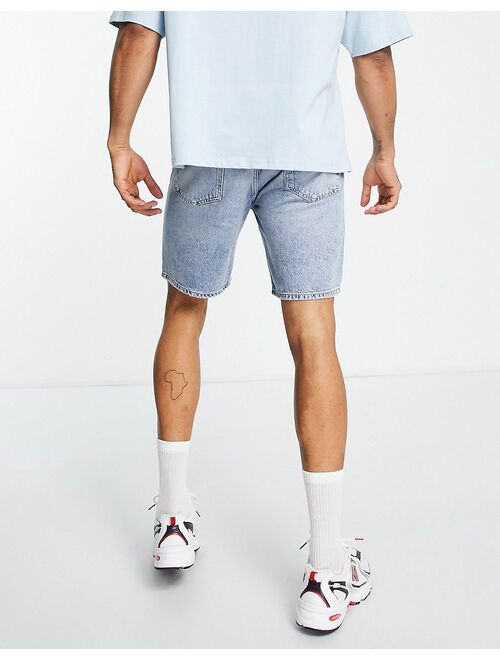 Pull&Bear relaxed fit denim shorts in blue