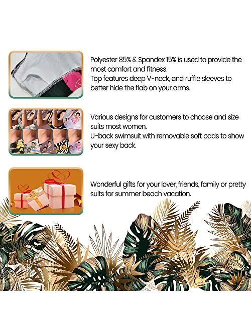 Artsadd Women's Swimsuits,Customized V-Neck High-Waist Bikini Set for Women Graduation Trip Gifts for Birthday Anniversary