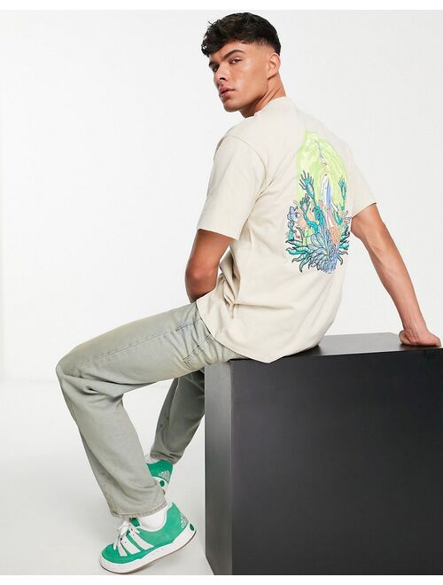 Pull&Bear 'Rick and Morty' T-shirt in beige