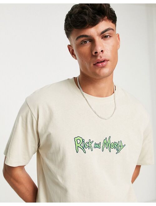 Pull&Bear 'Rick and Morty' T-shirt in beige