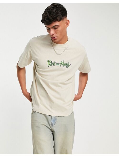 Pull&Bear 'Rick and Morty' T-shirt in beige