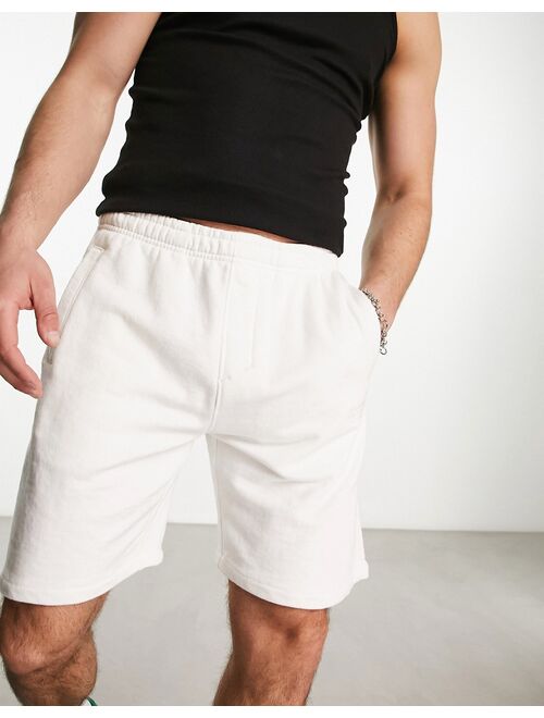 Pull&Bear basic jersey shorts in white
