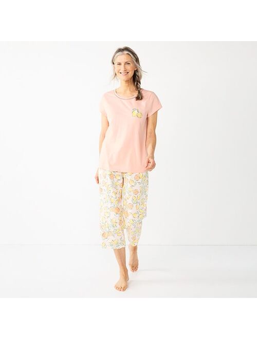 Women's Croft & Barrow Short Sleeve Pajama Top & Capri Pajama Pants Sleep Set