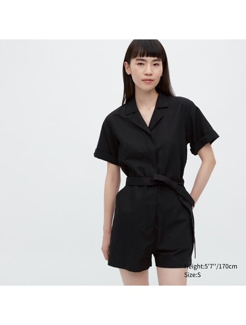 Uniqlo Linen Blend Short-Sleeve Romper