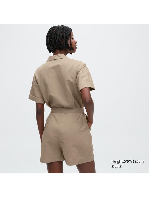Uniqlo Linen Blend Short-Sleeve Romper
