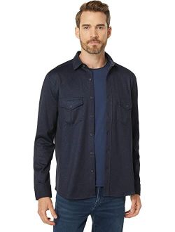Button Front Indigo Knit Shirt
