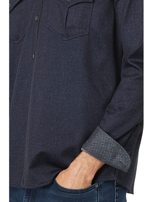 Johnston & Murphy Button Front Indigo Knit Shirt